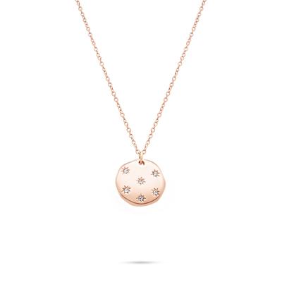 Kette mit Anhänger TAMARIS "Schmuck Geschenk Halskette mit Plättchen Anhänger Little Twinkle", rosa (roségoldfarben, kristallweiß), Halsketten, Damen, Edelstahl, L: 45 B: 2,7mm, mit Zirkonia (synth.), B:2,7mm