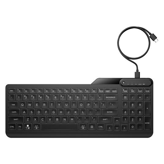 HP 405 Multi-Device Backlit Wired Keyboard (DE, Kabelgebunden) (7N7C1AA#ABD)