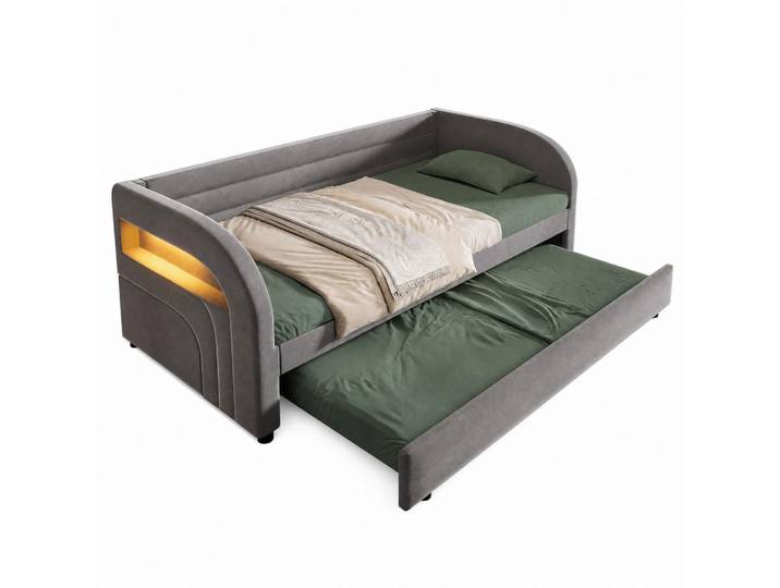Flora Grace Bett 90/200 cm in Grau mit LED-Beleuchtung und Bett, 90x200 cm, Schlafzimmer, Betten