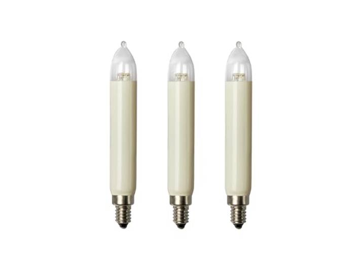 hellum Led-vervangingskaarsen voor kerstboom, kaarsen, lichtketting, voor binnen en buiten, 2 stuks, 8-55 V, 0,5 W, schachtkaars voor lichtkettingen met 4-30 brandpunten, ø15 mm, E10/8-55 V/0,5 W/15