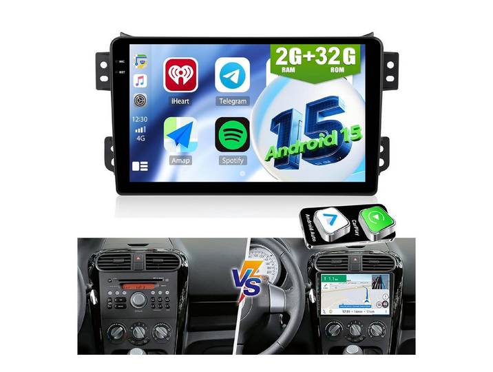 ESSGOO CarPlay 128G Für Opel Agila B 04-14 Suzuki Splash Autoradio Android 15 Autoradio (DAB+ (optional), AM, FM, RDS, 4+64GB(optional)