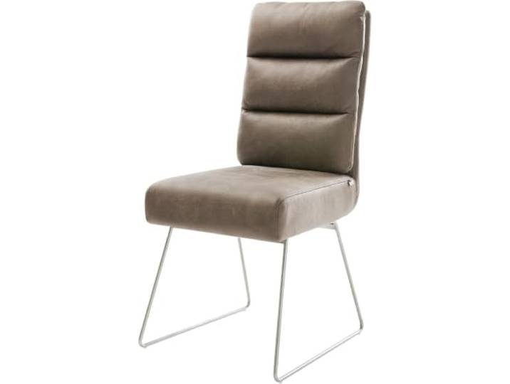 Polsterstuhl Pela-Flex Kufengestell Edelstahl Mikrofaser Taupe Vintage