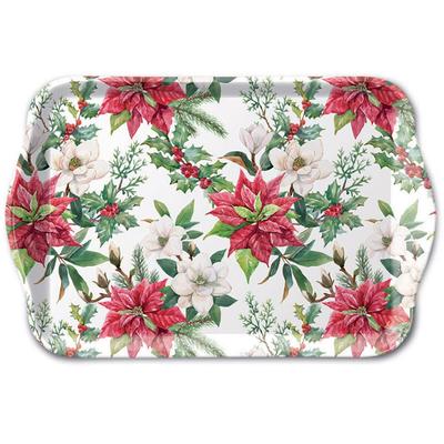 Ambiente Tablett Melamin 21x13cm mit Weihnachtsblumen Motiv - Serviertablett Frühstückstablett Tischdeko Weihnachten Winter Dekotablett festlich
