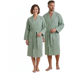 NYVI Bademantel NYVISpa Waffelpique - Unisex Saunamantel für Damen & Herren aus 100% Baumwolle - luftig leichter & atmungsaktiv Farbe:Mintgrün;Größe:3XL