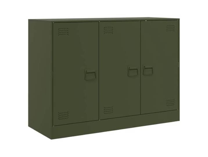 GFMGUEMV Sideboard Olivgrün 99x39x73 cm Stahl Kaltgewalzter Stahl, 3 Griffe, pflegeleicht, viel Stauraum, Wandmontage erforderlich