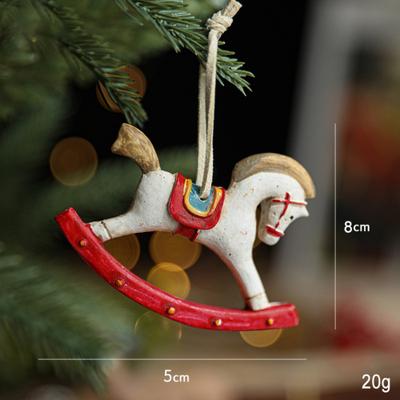 Discount Dollar Deals Christmas Hanging Decoration, Nordic Angel Cartoon Soldiers Ornaments, Double Sided Iron Art Tree Drop DIY Holiday Decor 05 Rocking Horse