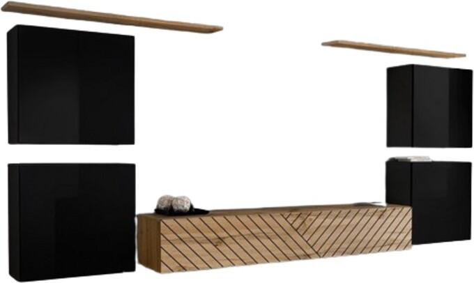 Meublorama SWITCH IV design woonkamermeubels set in zwart en eiken