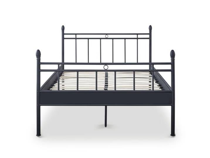 Lit double en métal noir 140 x 190 cm
