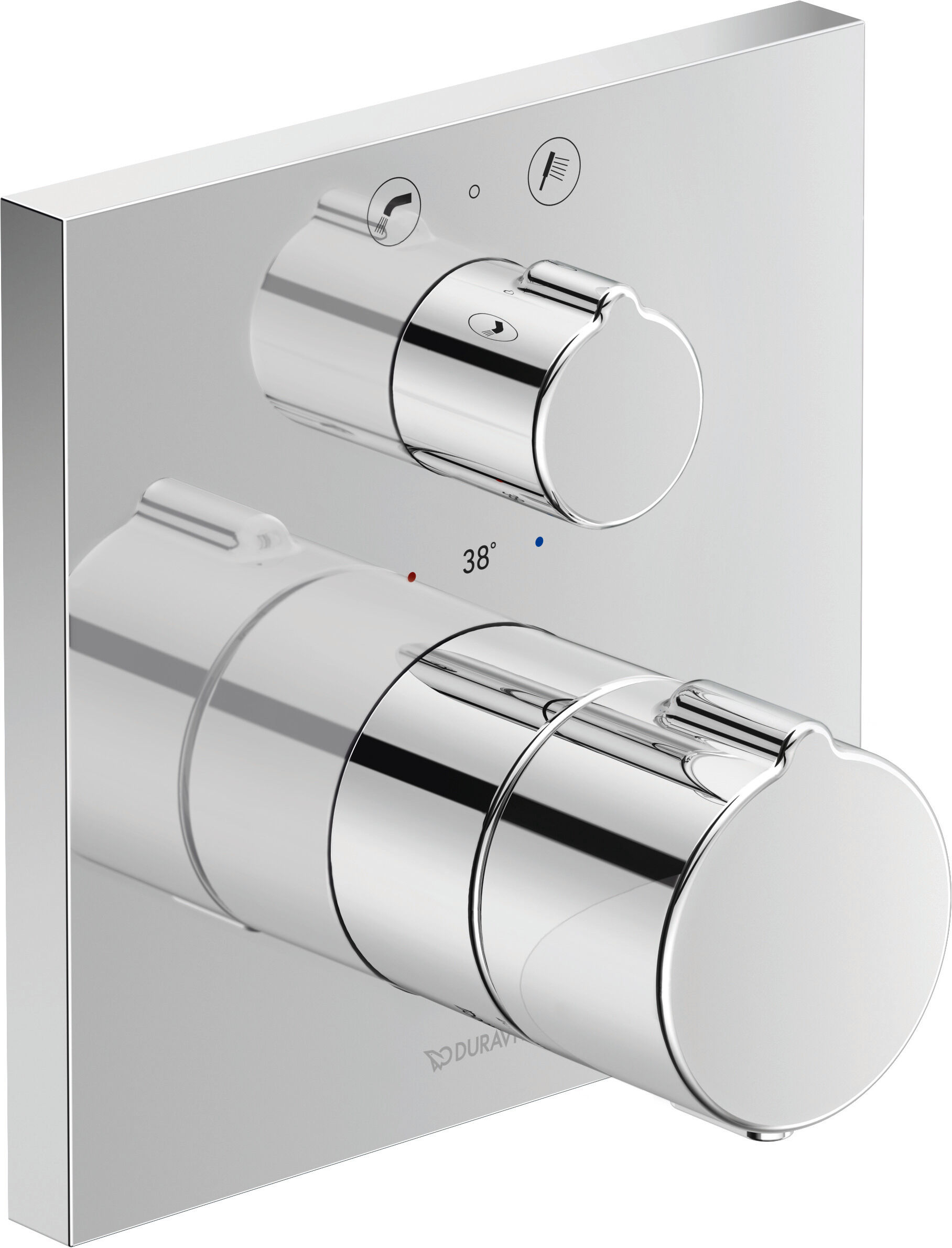 Duravit C.1 Colonne de douche thermostat de C.1 Colonne de douche encastré C15200013010, chrome, robinet d'arrêt et inverseur