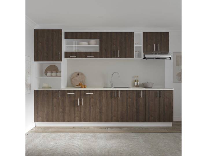 Set Cuisine haaus Karo V26 Chêne bronze/Blanc Plan de travail Thermo 28 mm L 300 cm