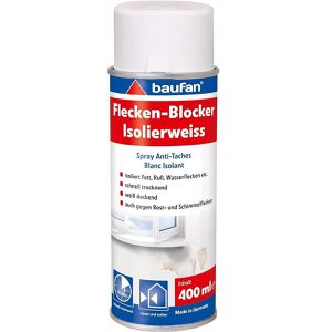 Baufan Isolierfarbe Flecken-Blocker, weiß, 400ml, Spray, innen & außen, gegen Fett-, Wasserflecken & Feuchtigkeit