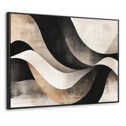 LEINWAND Bilder mit Rahmen - Abstrakt - Wellen - Schwarz - Verwittert - 70x50