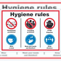 HB-Druck Hygiene rules Symbol und Text Aufkleber A8 (52x74mm)