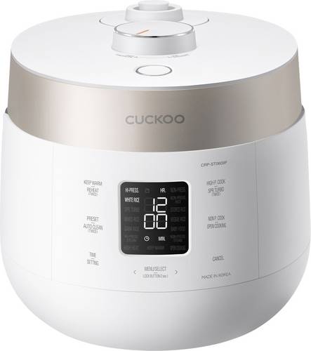 Cuckoo CRP-ST0609F Reiskocher Weiß (matt), Champagne Gold Antihaftbeschichtung, LCD-Display