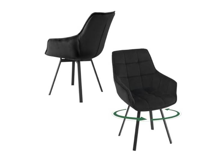 EUGAD Esszimmerstühle 2er Set Drehbar Armlehnen Schwarz Rückenlehne Metallbeine Modern Für Esszimmer Für Wohnzimmer