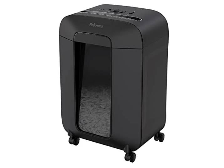 Fellowes Destructeur de Documents LX85\, destructeur de Papier avec agrafes\, Trombones et Carte de crédit\, Coupe croisée\, Corbeille 19L\, Capacité : 12 Feuilles\, idéal pour Le télétravail\, Noir\, 4400801