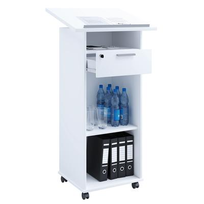 Bürowagen VCM "Holz Stehpult Rednerpult Stehtisch Rollen Melta", weiß, B:60cm T:50cm, Tische, Bürowagen