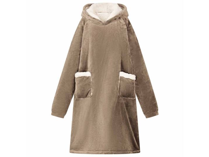 vidaXL Decken-Hoodie Kamel L Fleece und Flanell