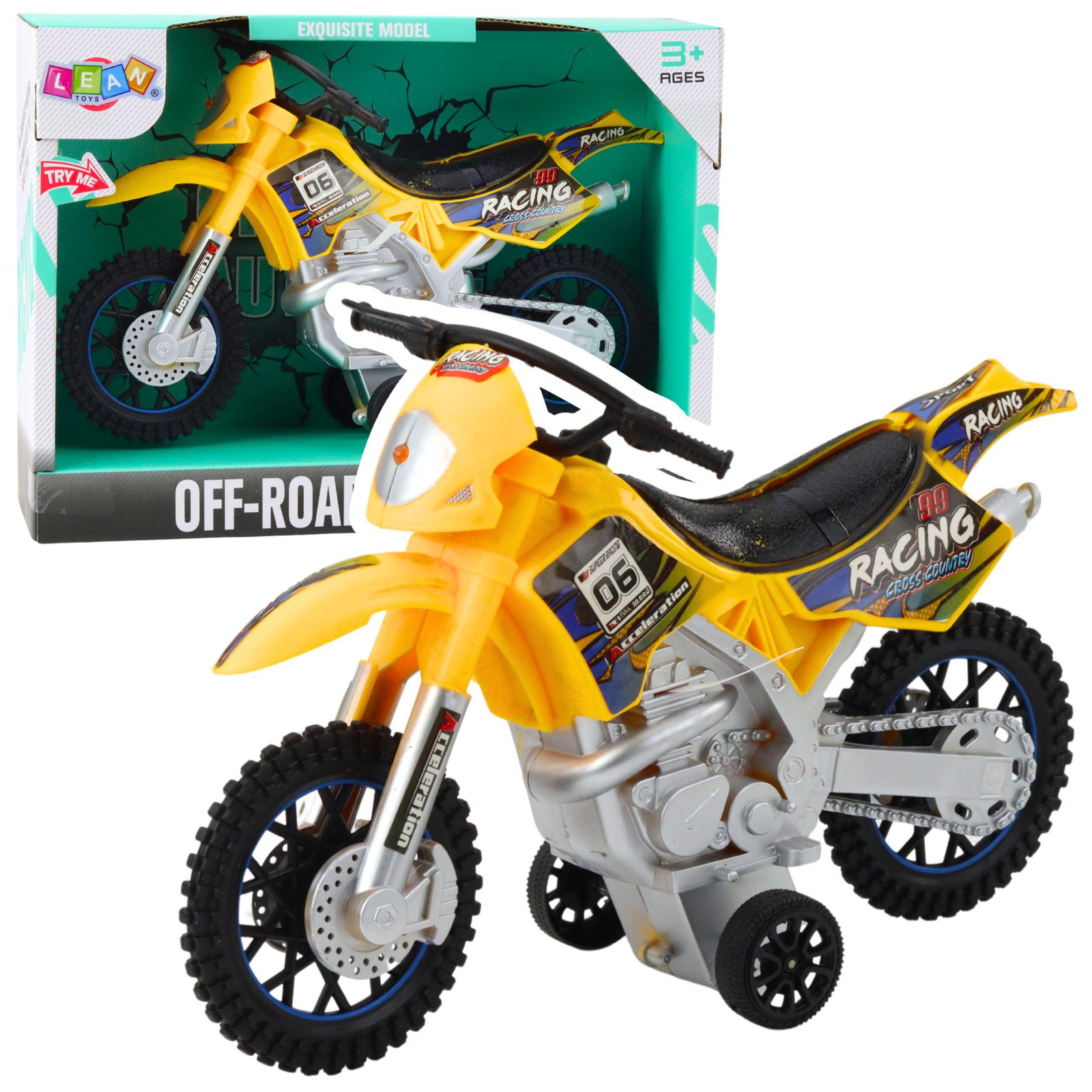 Lean Toys Off-road crossmotor-aandrijflichten geel