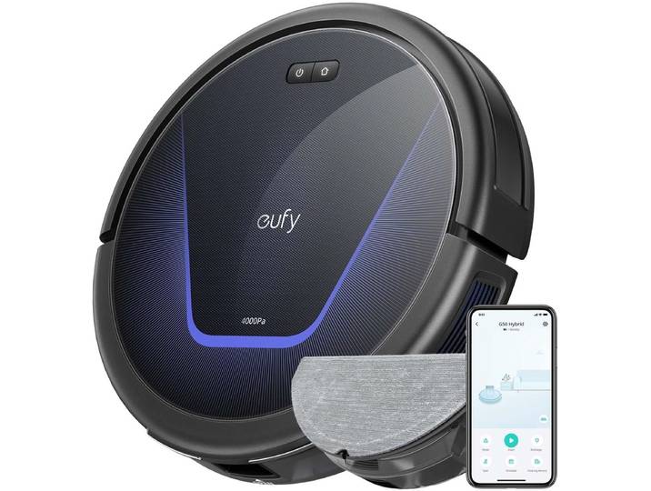 eufy G50 Hybride Robotstofzuiger met 4.000Pa Sterke Zuigkracht - Dynamische Navigatie - Proontwarrende Kam - Rolborstel - Dweilpad voor Lichte Oppervlakte Reiniging - Ideaal voor Huisdierhaar\, Harde Vloeren en Tapijt