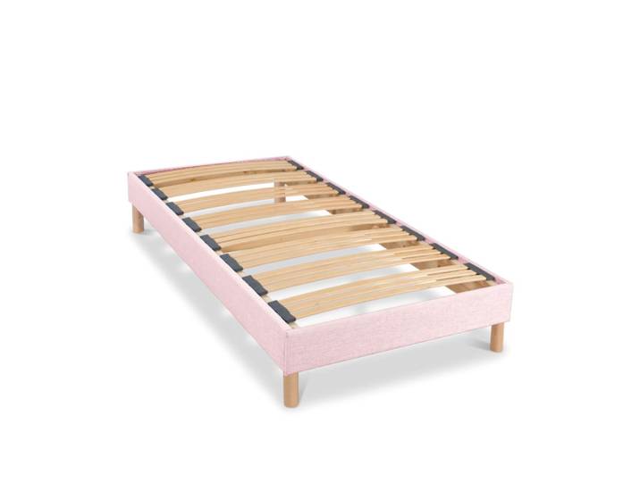 Sommier lattes tissu rose 90x190