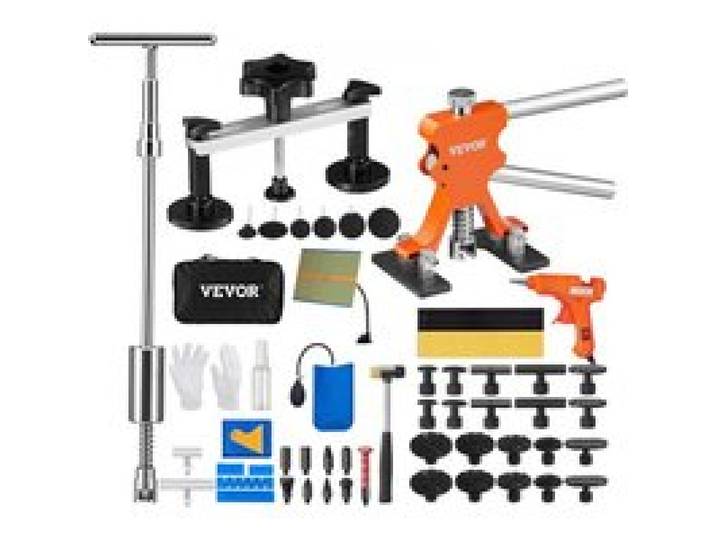 VEVOR Outils de Débosselage sans Peinture 69PCs Kit Débosselage Carrosserie avec Pont Extracteur Doré Marteau Coulissant Pistolet et Bâtons de Colle Languettes Réparation de Carrosserie sans Dommage