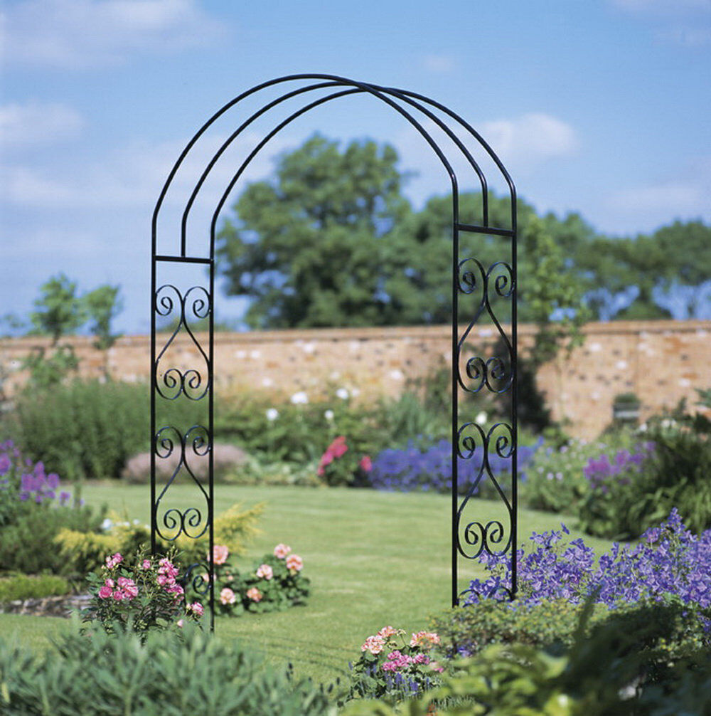 Rosalind Wheeler Boda 30cm D Metal Arbour in Black Black 152cm W x 203cm H x 30cm D