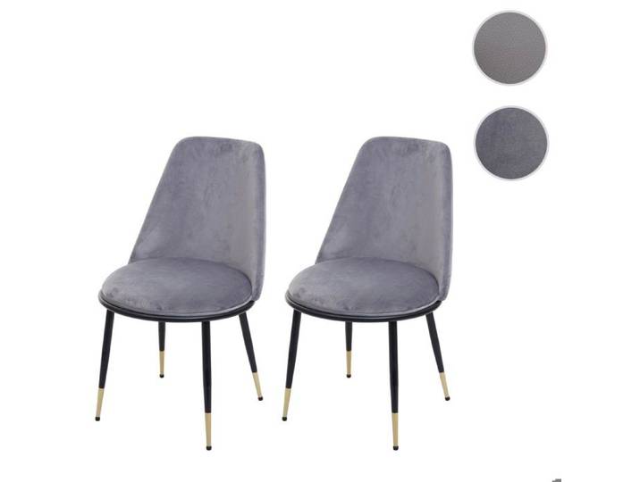 MCW 2x chaise de salle à manger MCW-H28 métal gris pieds noirs velours