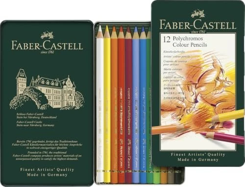 Faber-Castell Polychromos Buntstifte im Metalletui - 12 Farben