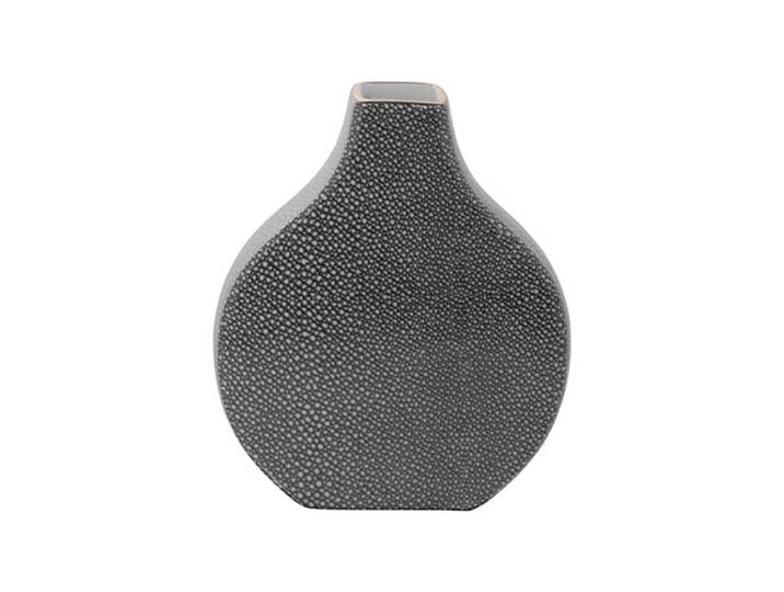 Tischvase FINK MINTA, Höhe ca. 23 cm, Dekovase aus Porzellan, mit goldfarbenem Rand , grau, B:19,5cm H:23cm T:6cm, Porzellan, Vasen, Tischvase, eckige schmale Öffnung, für einzelne Blumenstiele
