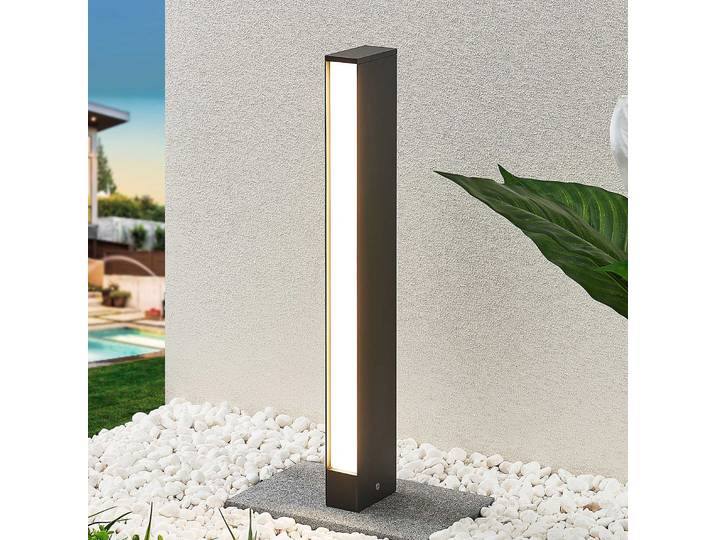 Lucande LED-Wegeleuchte Lirka, dunkelgrau, Metall, 60 cm - Terrasse - Modern - Aluminium - Einflammig