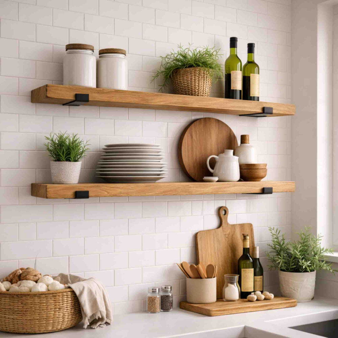 Lily Manor 2 Piece Wood Floating Shelf Brown 4.5cm H X 90cm W X 22cm D