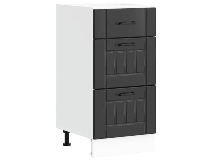 HKTMGDNG Küchenunterschrank Lucca Schwarz 40x46x81.5 cm Schubladenschrank Moderner Beistellschrank aus Holzwerkstoff mit verstellbaren Füßen und Schubladen für Küche und Essbereich.