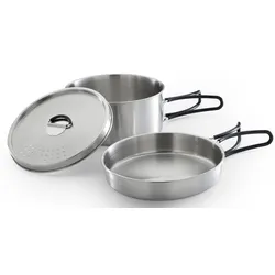 Campingaz Topf-Set Trekking Kit, 3-teilig (Edelstahl, 1 Topf + 1 Deckel + 1 Pfan...