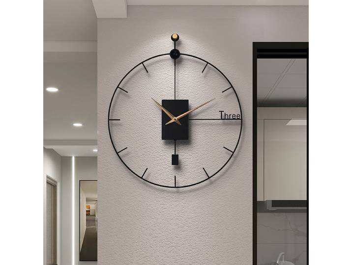 Horloge Murale Silencieuse au Design Moderne, Horloge Murale Métallique Oscillante, Horloge à Pendule Vintage pour Salon, Grande Horloge Murale Décorative pour la Maison, Cadeau