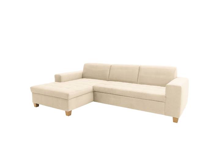 Ecksofa Roblin Grau Samt Loana 266 x 80 x 162cm Longchair davorstehend links Schlaffunktion Natur