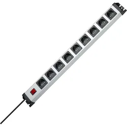 Kopp 227020018 POWERversal 9-fach, beleuchteter Schalter, erhöhter Berührungsschutz, 1,4m Zuleitung, Farbe: silber-schwarz  - 100 Stück