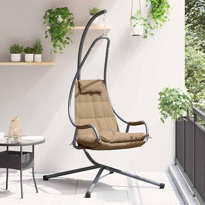 Hängesessel Ei-Stuhl mit Gestell, Klappbar, Taupe 94x107x196.5 cm