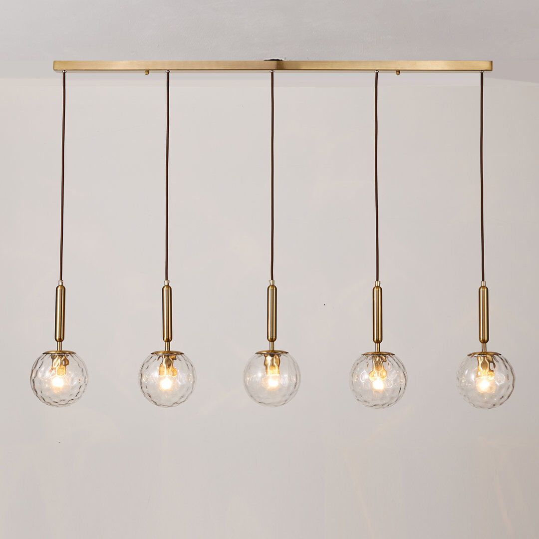 Fairmont Park Zillah 5 - Light Brushed Brass Kitchen Island Pendant Brushed Brass 200cm H X 123cm W X 15cm D