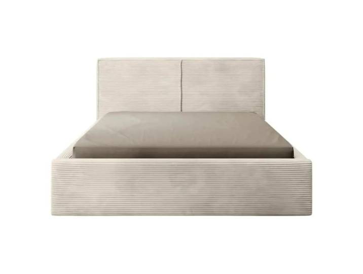 Lit coffre velours côtelé 160x200cmcm beige