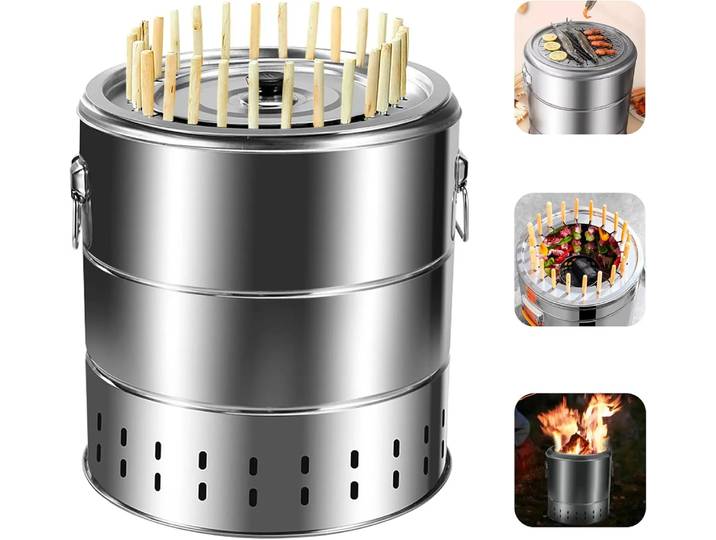 Gril à charbon de bois Portable en acier inoxydable, gril suspendu pour voyage, Camping, pique-nique, jardin, barbecue
