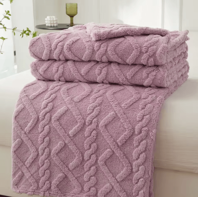 Inspire Curations Thick Sherpa Fleece Winter Throw Blanket purple 200x230cm
