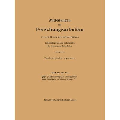 Mitteilungen über Forschungsarbeiten auf dem Gebiete des Ingenieurwesens, Taschenbuch von Verein deutscher Ingenieure, Springer Berlin,