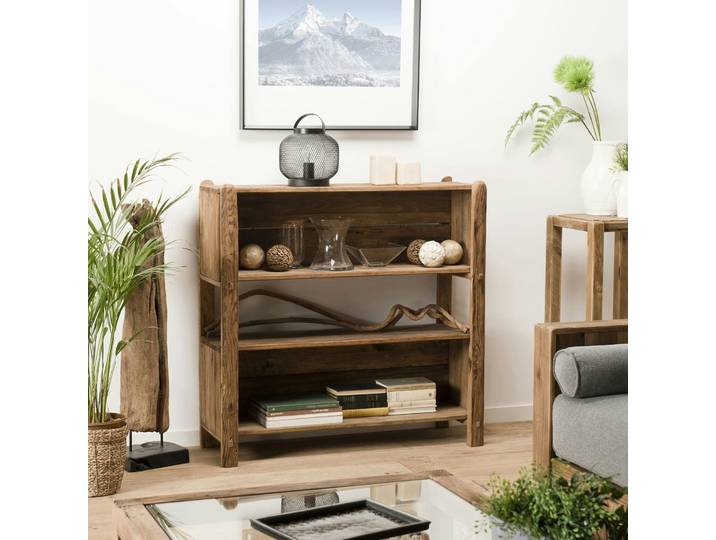 Etagère bibliothèque en bois de pin recyclé 3 niveaux DENVER