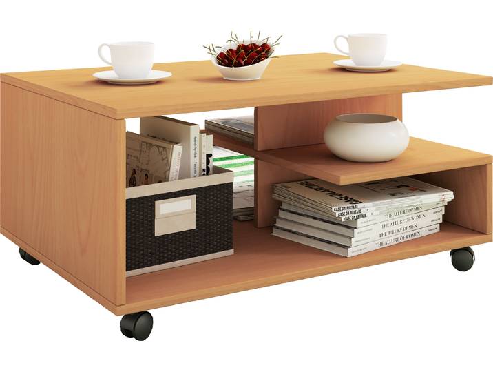 Table basse en bois simple Rouleaux souples Dimensions env. H. 41 x W. 80 x D. 50 cm Table basse enroulable - Stango L