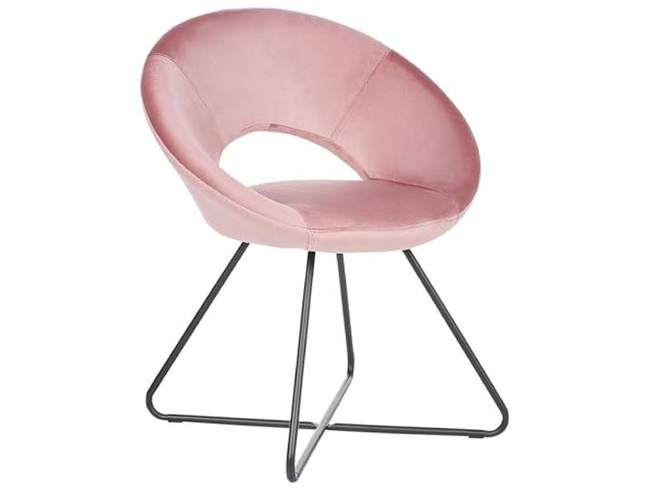 Beliani Sessel rund Samt rosa mit schwarzem Metallgestell Kufen Glamourös Retro Rachel
