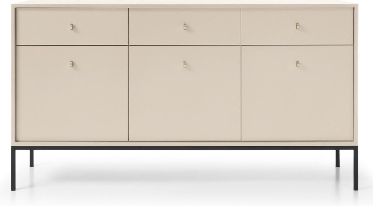 Selsey Monne Dressoir met drie deuren - Vintage - Beige - B: 153,4 cm, H: 83,2 cm, D: 39,0 cm