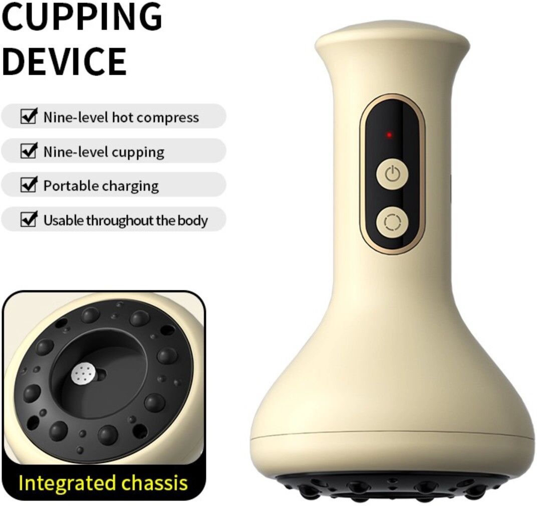 INF Elektrische Meridianbürste für Zuhause – Multifunktionale Gua Sha & schröpfkompatible kabellose Massage mit 1200mAh Akku Weiß