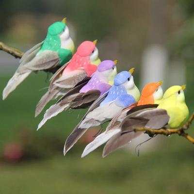 The Handy Homestead 6PCS Artificial Feather Bird   Fake Birds Christmas Decoration Foam Animal   Wedding Home Garden Ornament Gift Craft Bir Color: 6pcs D
