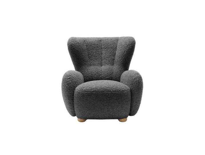 LILI - Fauteuil tissu bouclette - Gris foncé